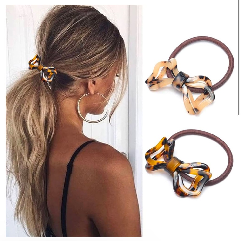 Brinie Tortoise Shell Hair Ties Bowknot Hair Scrunchies Elastic Hair Bands Styli